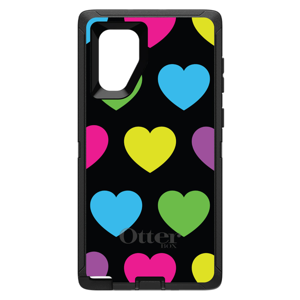 Black Multi Color Hearts OtterBox Defender Case for iPhone & Galaxy, view 14