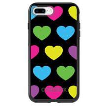 DistinctInk™ OtterBox Symmetry Series Case for Apple iPhone / Samsung Galaxy / Google Pixel - Black Multi Color Hearts