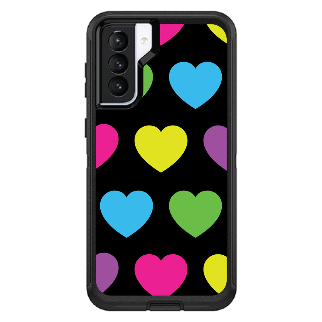 Black Multi Color Hearts OtterBox Defender Case for iPhone & Galaxy, view 5