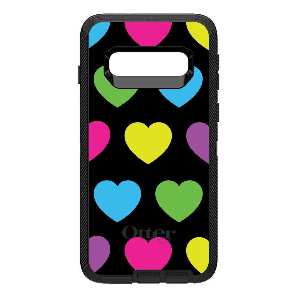 Black Multi Color Hearts OtterBox Defender Case for iPhone & Galaxy, view 9