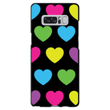 DistinctInk® Hard Plastic Snap-On Case for Apple iPhone or Samsung Galaxy - Black Multi Color Hearts