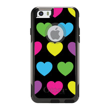 DistinctInk™ OtterBox Commuter Series Case for Apple iPhone or Samsung Galaxy - Black Multi Color Hearts