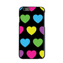 DistinctInk® Hard Plastic Snap-On Case for Apple iPhone or Samsung Galaxy - Black Multi Color Hearts