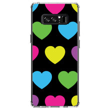 DistinctInk® Clear Shockproof Hybrid Case for Apple iPhone / Samsung Galaxy / Google Pixel - Black Multi Color Hearts
