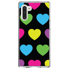 DistinctInk® Clear Shockproof Hybrid Case for Apple iPhone / Samsung Galaxy / Google Pixel - Black Multi Color Hearts