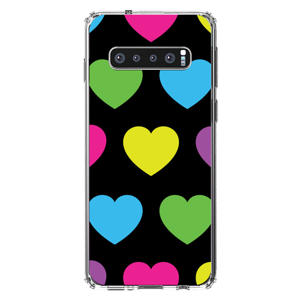 Black Multi Color Hearts Clear Shockproof iPhone Case, view 17