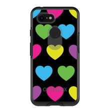 DistinctInk™ OtterBox Symmetry Series Case for Apple iPhone / Samsung Galaxy / Google Pixel - Black Multi Color Hearts