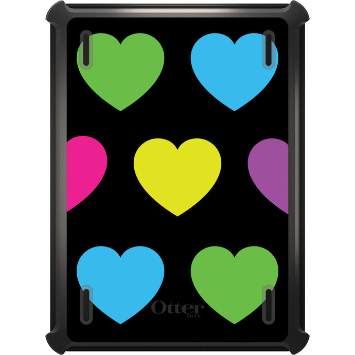 DistinctInk™ OtterBox Defender Series Case for Apple iPad / iPad Pro / iPad Air / iPad Mini - Black Multi Color Hearts