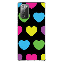 DistinctInk® Clear Shockproof Hybrid Case for Apple iPhone / Samsung Galaxy / Google Pixel - Black Multi Color Hearts