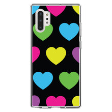 DistinctInk® Clear Shockproof Hybrid Case for Apple iPhone / Samsung Galaxy / Google Pixel - Black Multi Color Hearts