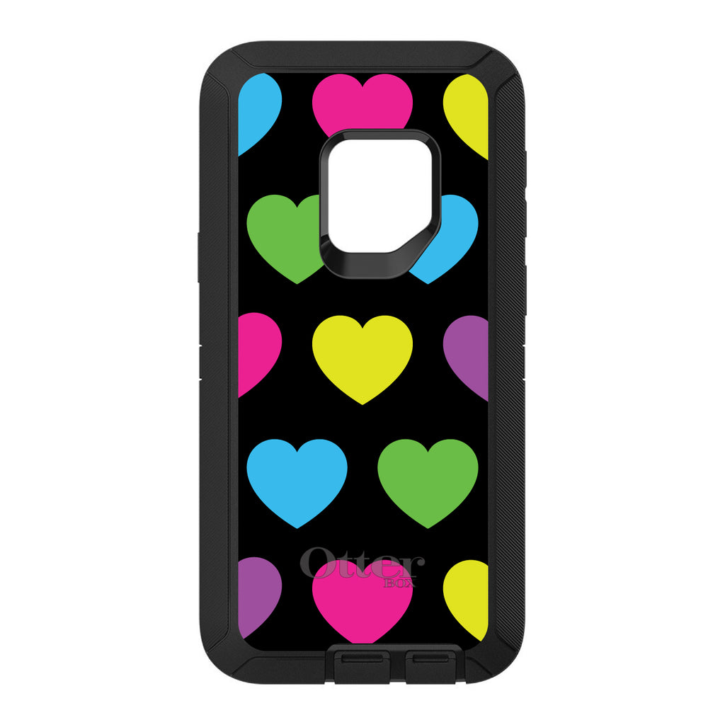 Black Multi Color Hearts OtterBox Defender Case for iPhone & Galaxy, view 11