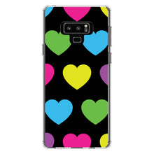 DistinctInk® Clear Shockproof Hybrid Case for Apple iPhone / Samsung Galaxy / Google Pixel - Black Multi Color Hearts