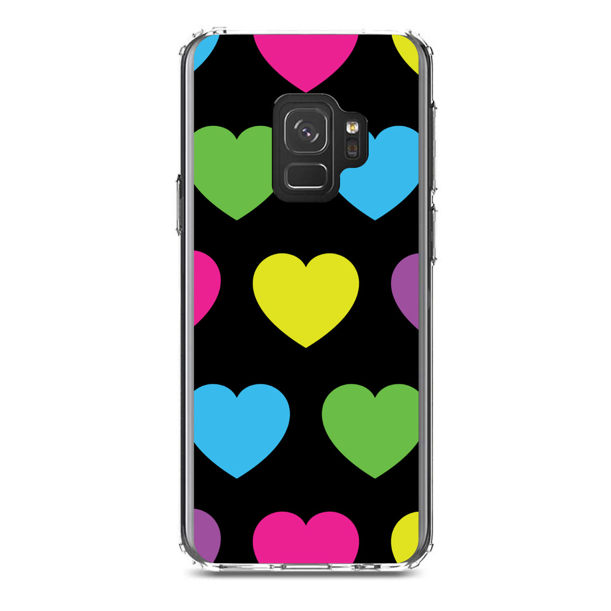Black Multi Color Hearts Clear Shockproof iPhone Case, view 19
