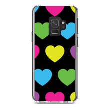 DistinctInk® Clear Shockproof Hybrid Case for Apple iPhone / Samsung Galaxy / Google Pixel - Black Multi Color Hearts