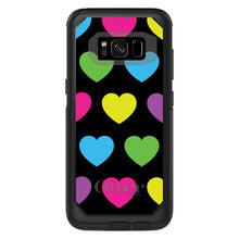 DistinctInk™ OtterBox Commuter Series Case for Apple iPhone or Samsung Galaxy - Black Multi Color Hearts