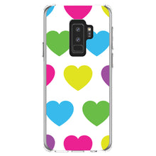 DistinctInk® Clear Shockproof Hybrid Case for Apple iPhone / Samsung Galaxy / Google Pixel - White Multi Color Hearts