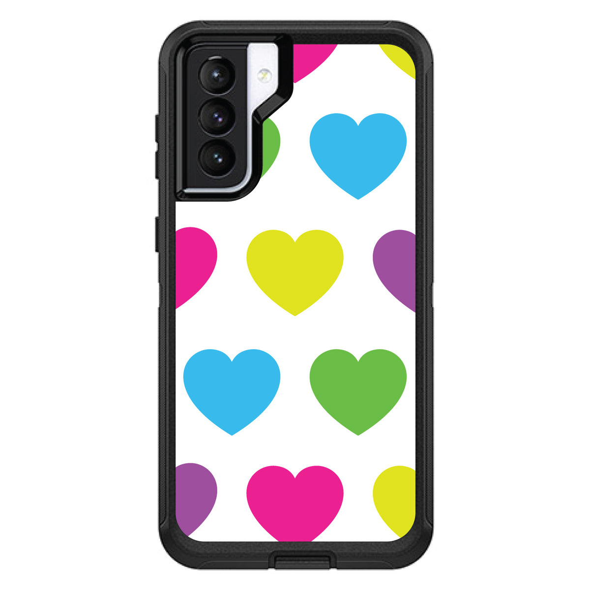 White Multi Color Hearts OtterBox Defender Case for iPhone & Galaxy, view 5