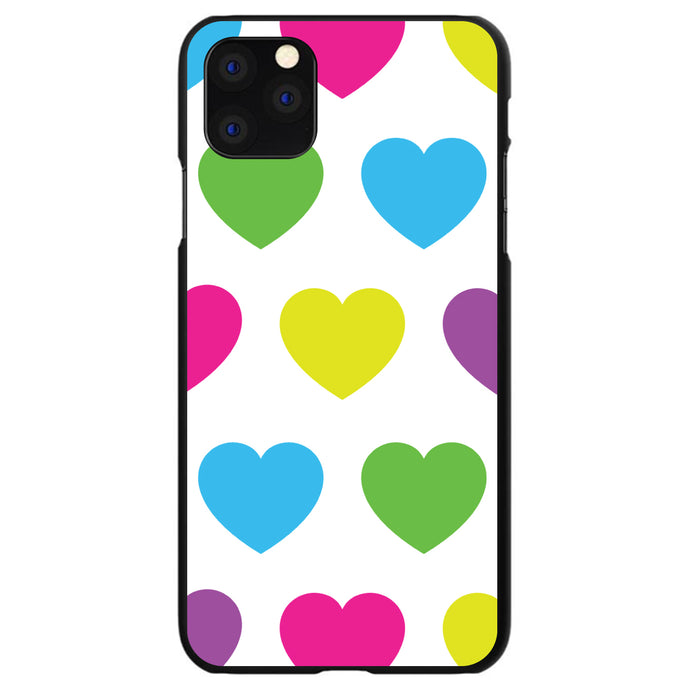 DistinctInk® Hard Plastic Snap-On Case for Apple iPhone or Samsung Galaxy - White Multi Color Hearts