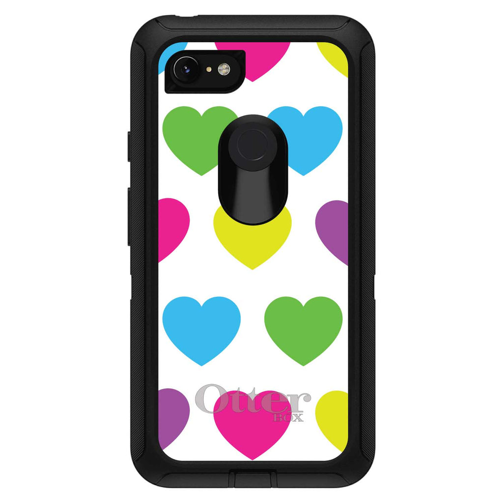 White Multi Color Hearts OtterBox Defender Case for iPhone & Galaxy, view 18
