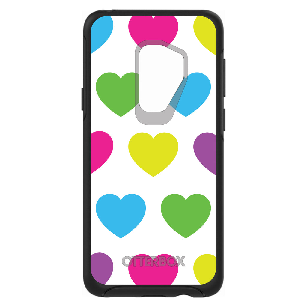 White Multi Color Hearts OtterBox Symmetry Case for iPhone & Galaxy, view 9