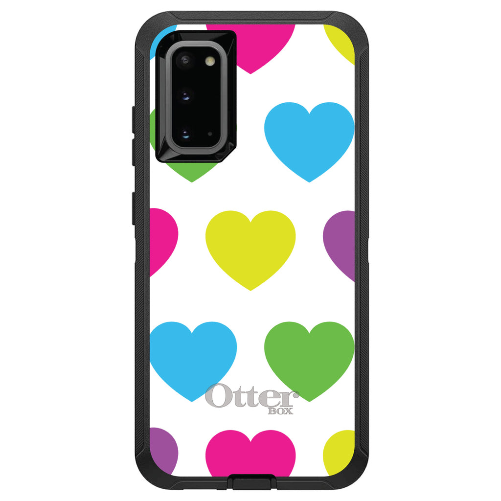 White Multi Color Hearts OtterBox Defender Case for iPhone & Galaxy, view 8