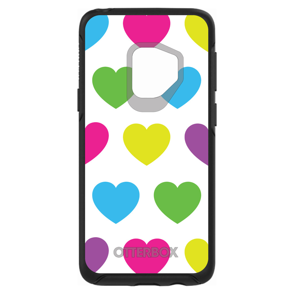 White Multi Color Hearts OtterBox Symmetry Case for iPhone & Galaxy, view 8
