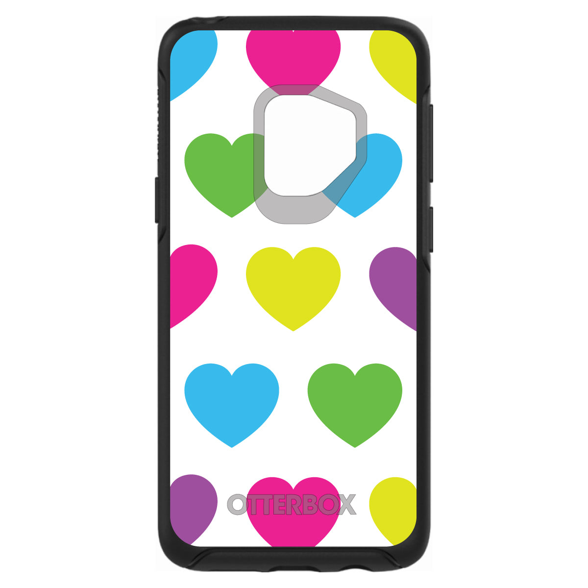 White Multi Color Hearts OtterBox Symmetry Case for iPhone & Galaxy, view 8
