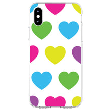 DistinctInk® Clear Shockproof Hybrid Case for Apple iPhone / Samsung Galaxy / Google Pixel - White Multi Color Hearts