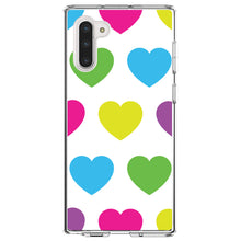 DistinctInk® Clear Shockproof Hybrid Case for Apple iPhone / Samsung Galaxy / Google Pixel - White Multi Color Hearts