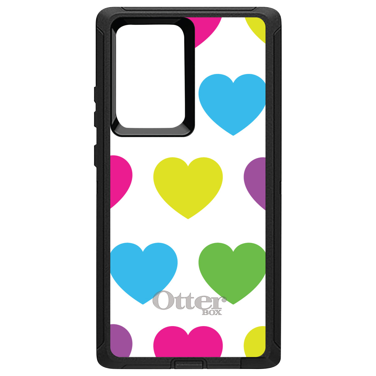 White Multi Color Hearts OtterBox Defender Case for iPhone & Galaxy, view 13