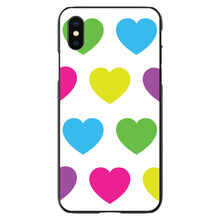 DistinctInk® Hard Plastic Snap-On Case for Apple iPhone or Samsung Galaxy - White Multi Color Hearts