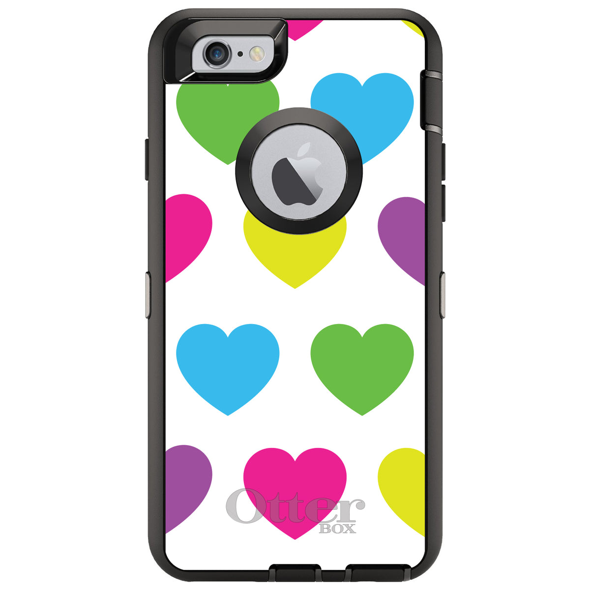 White Multi Color Hearts OtterBox Defender Case for iPhone & Galaxy, view 4