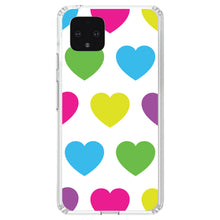 DistinctInk® Clear Shockproof Hybrid Case for Apple iPhone / Samsung Galaxy / Google Pixel - White Multi Color Hearts