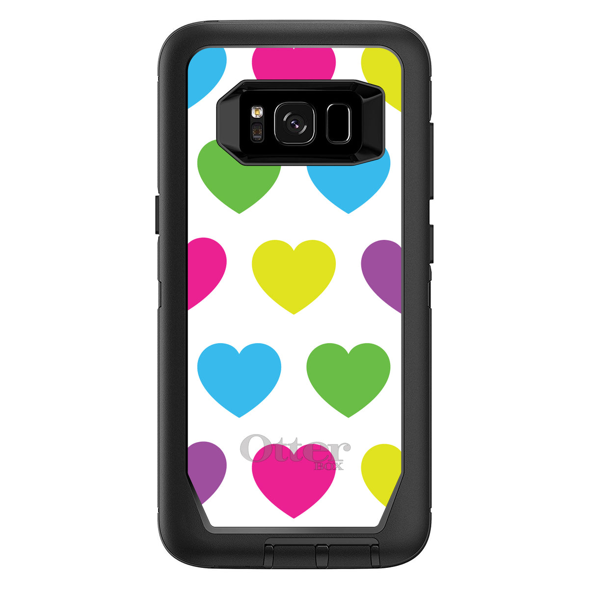 White Multi Color Hearts OtterBox Defender Case for iPhone & Galaxy, view 12