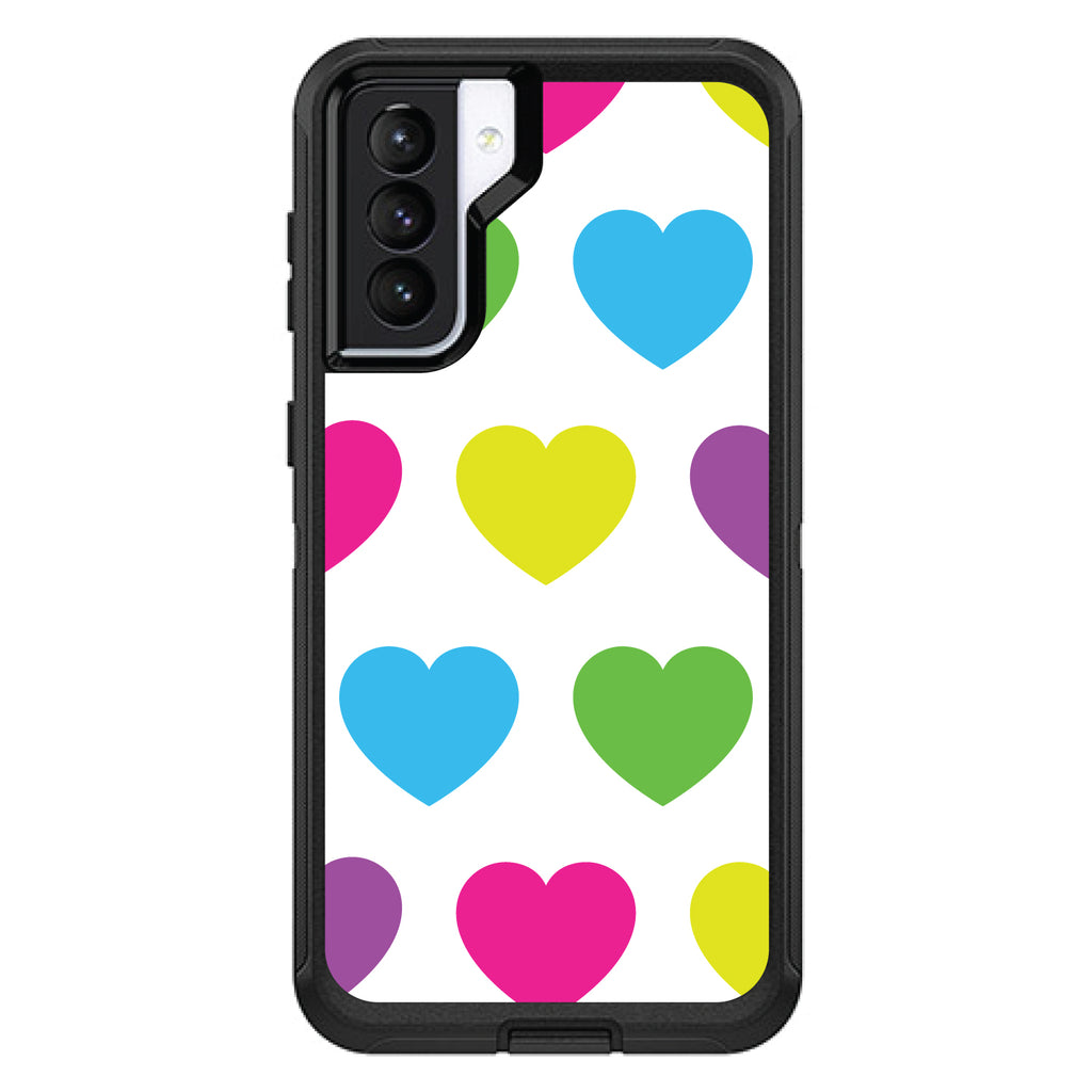 White Multi Color Hearts OtterBox Defender Case for iPhone & Galaxy, view 6