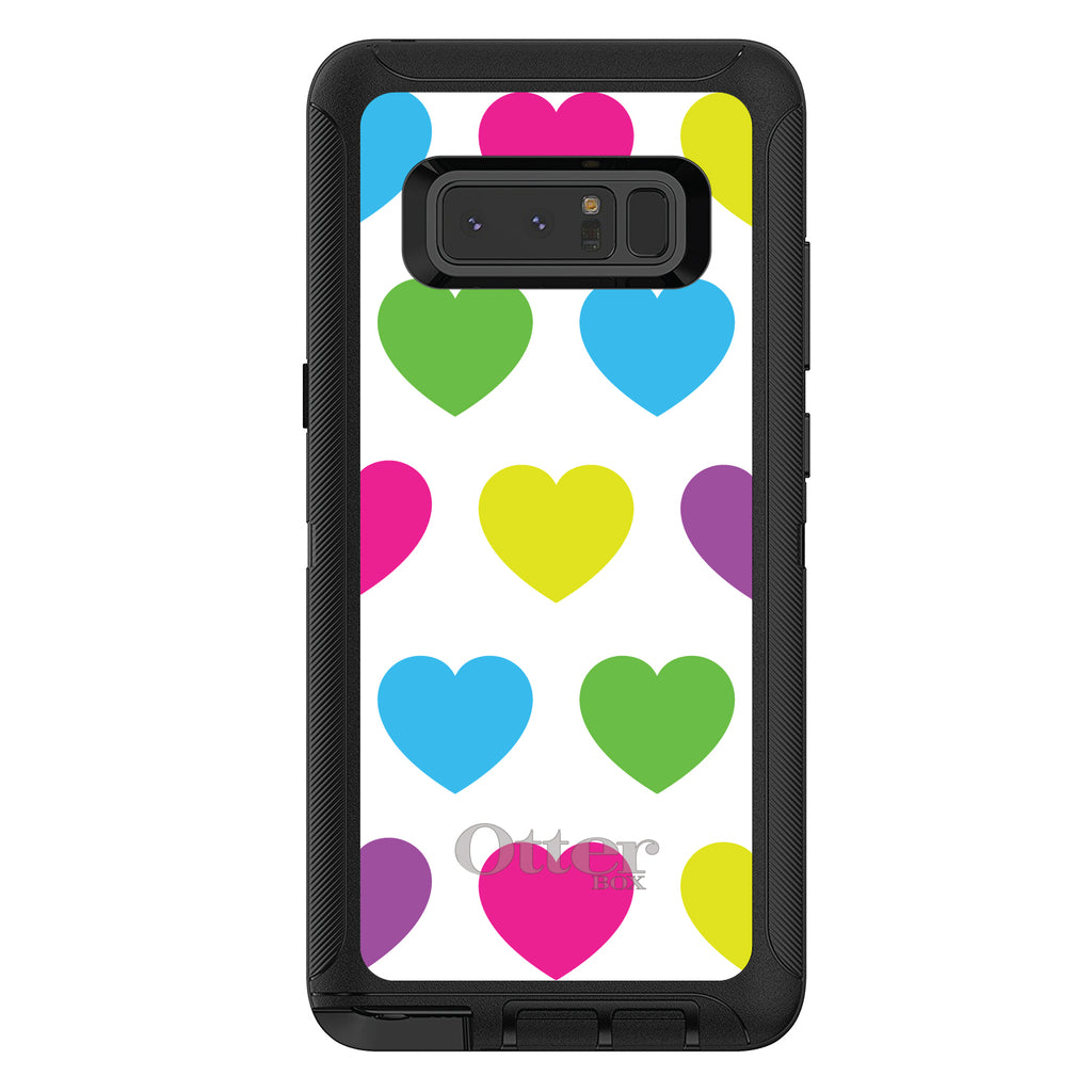 White Multi Color Hearts OtterBox Defender Case for iPhone & Galaxy, view 17