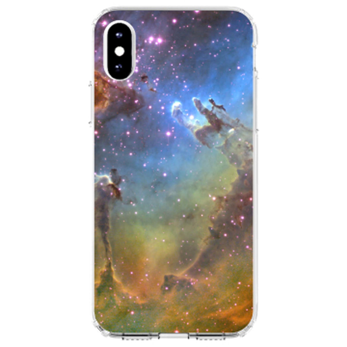 Eagle Nebula Orange Blue Clear Shockproof iPhone Case, view 3