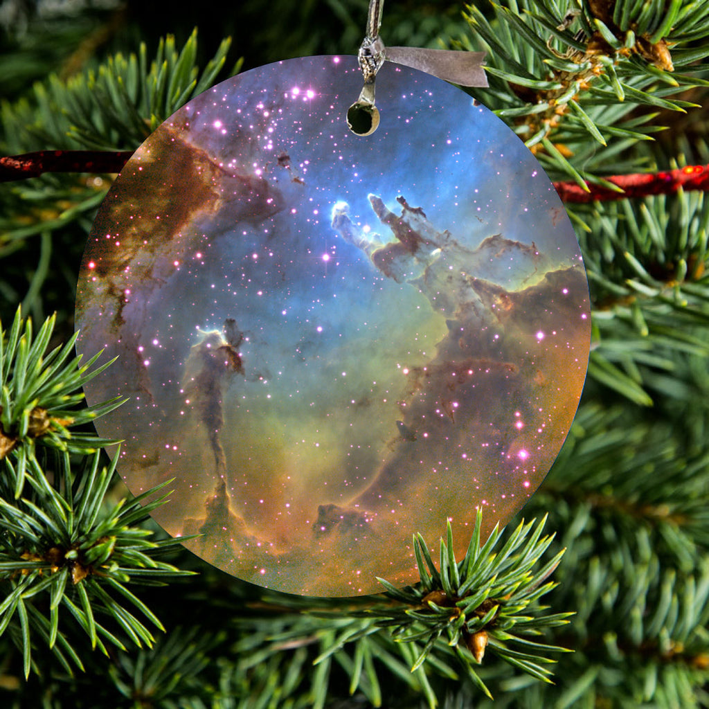 Eagle Nebula Orange Blue Ceramic Ornament, view 2