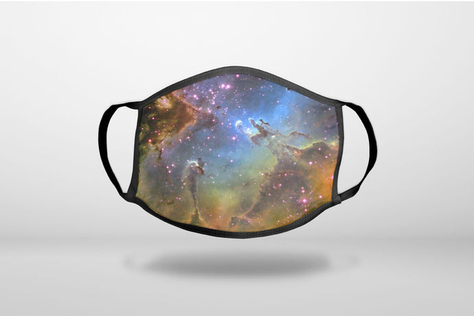 Eagle Nebula Orange Blue - 3-Ply Reusable Soft Face Mask Covering, Unisex, Cotton Inner Layer