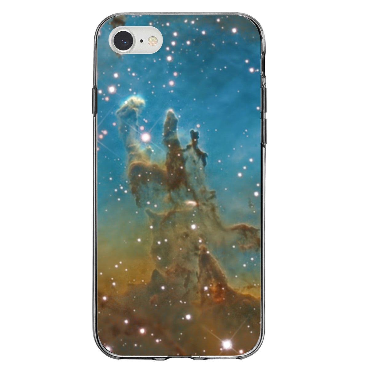 Eagle Nebula Blue Green Clear Shockproof iPhone Case, view 5