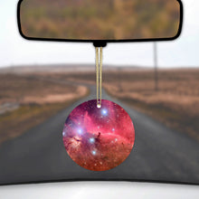 DistinctInk® Hanging Ceramic Christmas Tree Ornament with Gold String - Great Gift / Present - 2 3/4 inch Diameter - Horsehead Nebula Pink