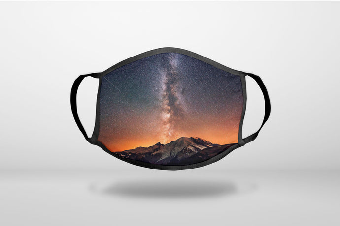 Milky Way Over Mountains - 3-Ply Reusable Soft Face Mask Covering, Unisex, Cotton Inner Layer