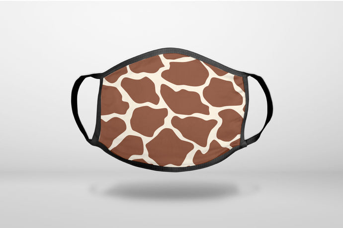 Brown Tan Beige Giraffe Skin Spots - 3-Ply Reusable Soft Face Mask Covering, Unisex, Cotton Inner Layer