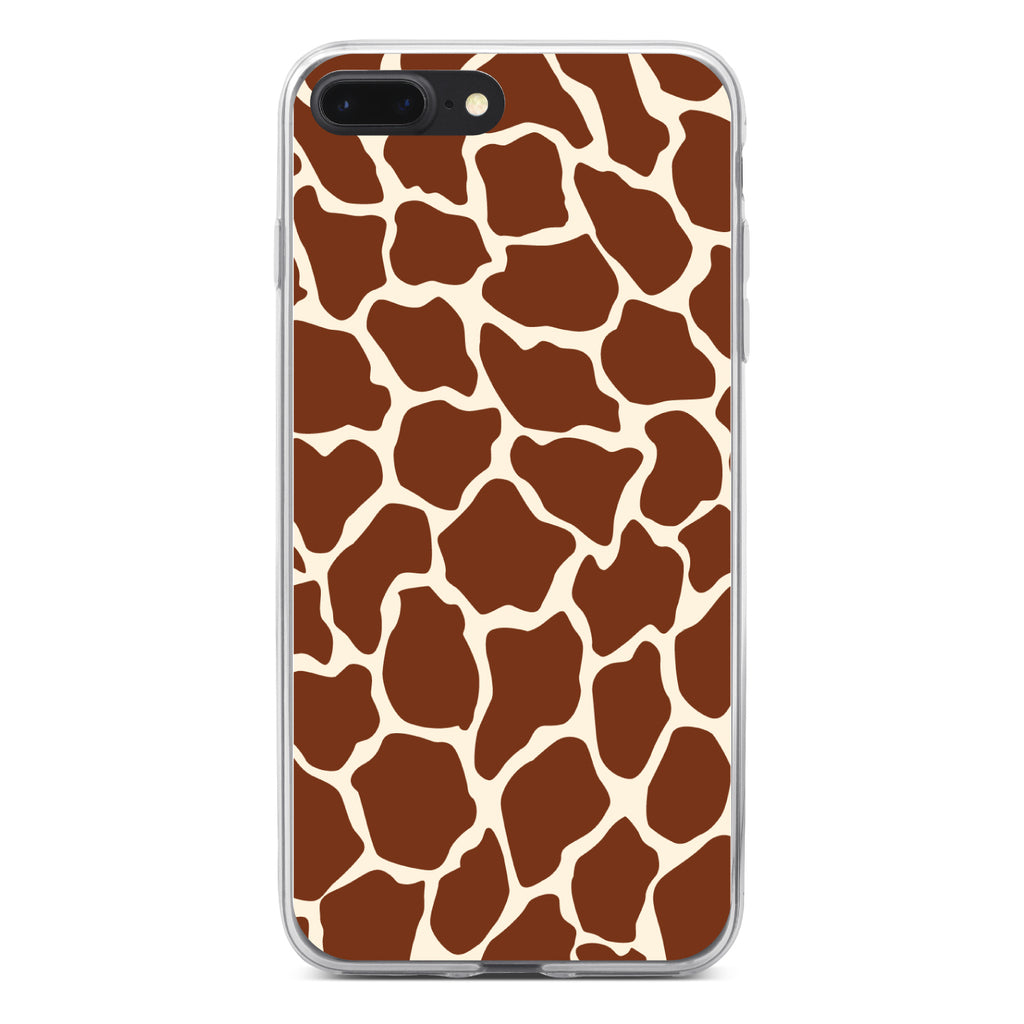 Brown Tan Beige Giraffe Skin Spots Clear Shockproof iPhone Case, view 6