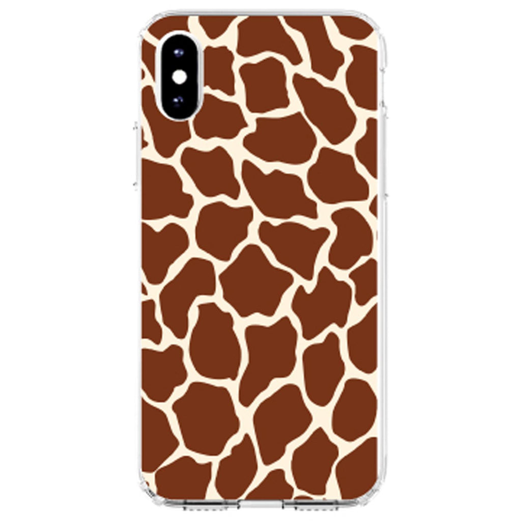 Brown Tan Beige Giraffe Skin Spots Clear Shockproof iPhone Case, view 2