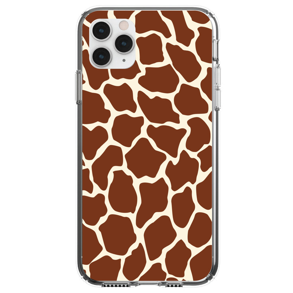 Brown Tan Beige Giraffe Skin Spots Clear Shockproof iPhone Case