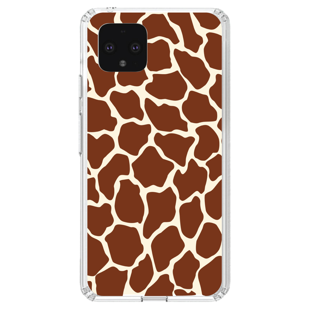 Brown Tan Beige Giraffe Skin Spots Clear Shockproof iPhone Case, view 24