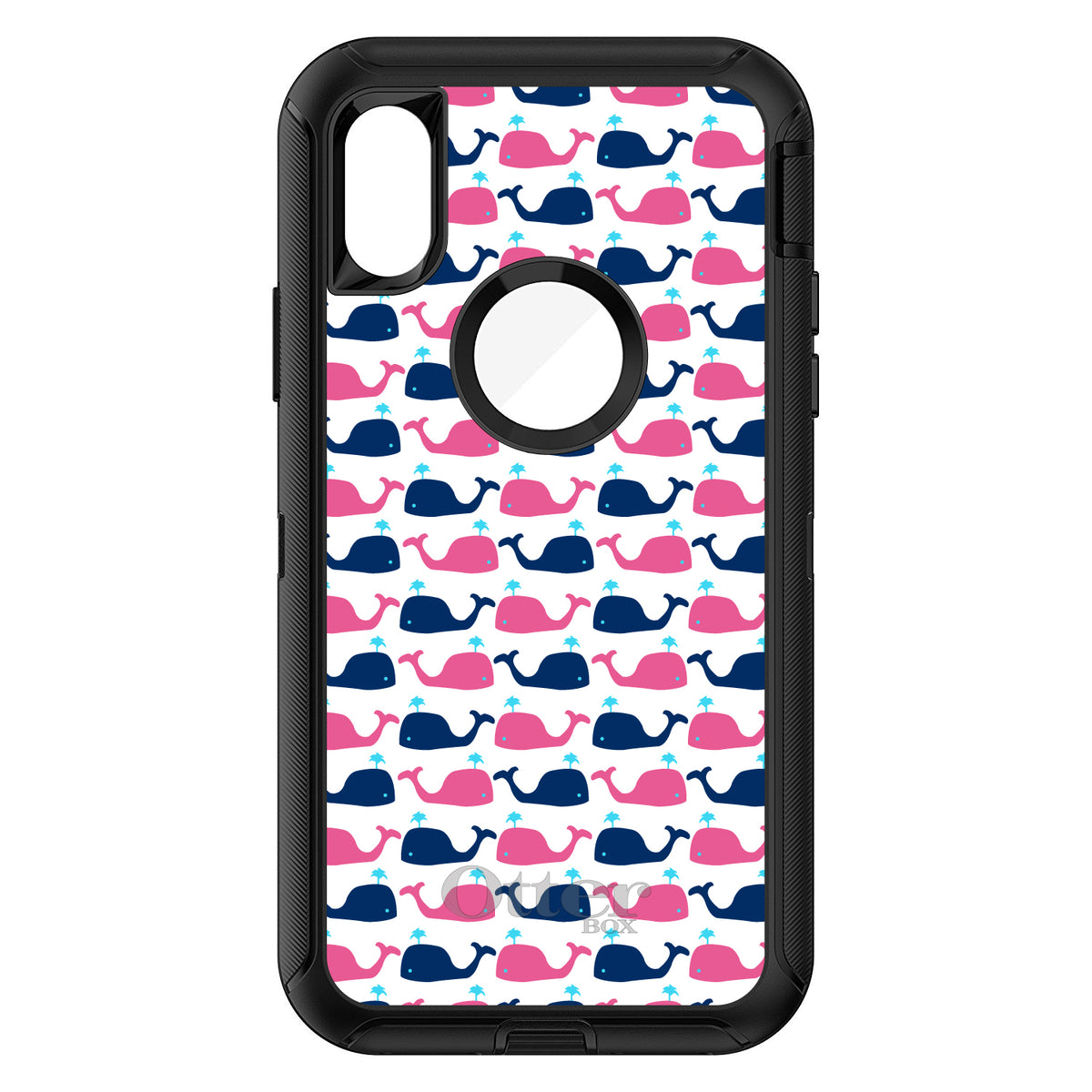 Pink Navy Cartoon Whales OtterBox Defender Case for iPhone & Galaxy, view 3