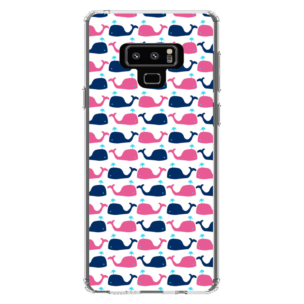 Pink Navy Cartoon Whales Clear Shockproof iPhone Case, view 11