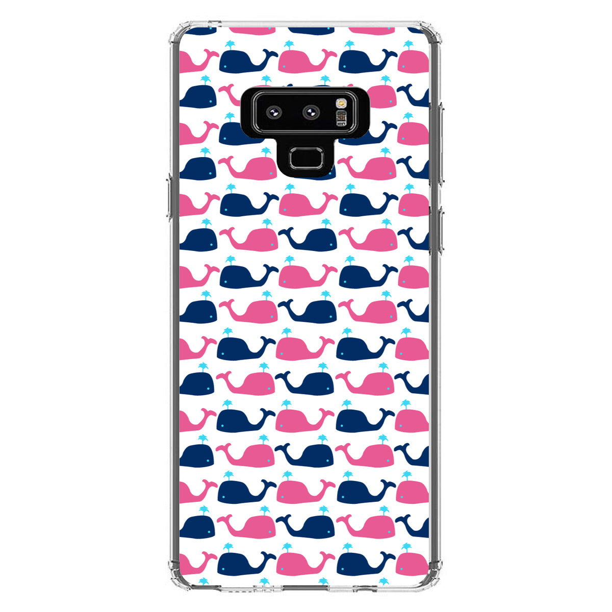 Pink Navy Cartoon Whales Clear Shockproof iPhone Case, view 11